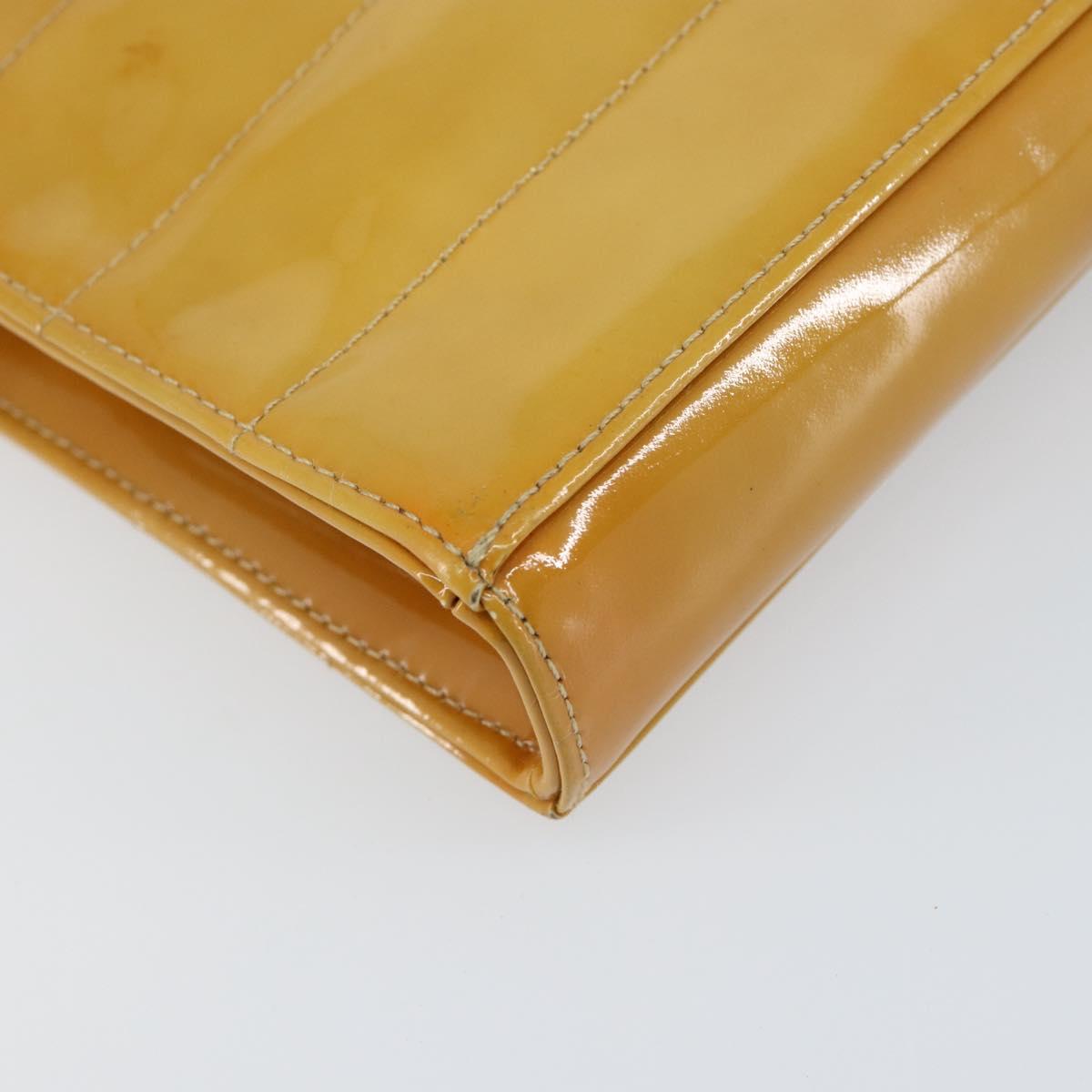 CHANEL Choco Bar Shoulder Bag Enamel Yellow CC Auth 152372