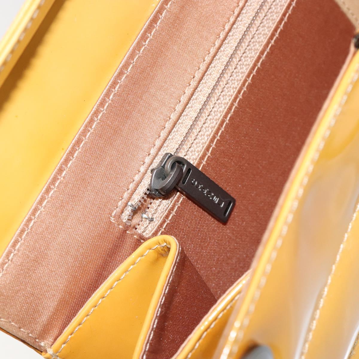 CHANEL Choco Bar Shoulder Bag Enamel Yellow CC Auth 152372