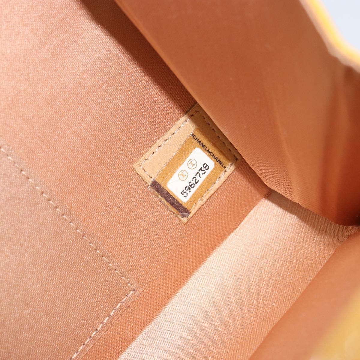 CHANEL Choco Bar Shoulder Bag Enamel Yellow CC Auth 152372