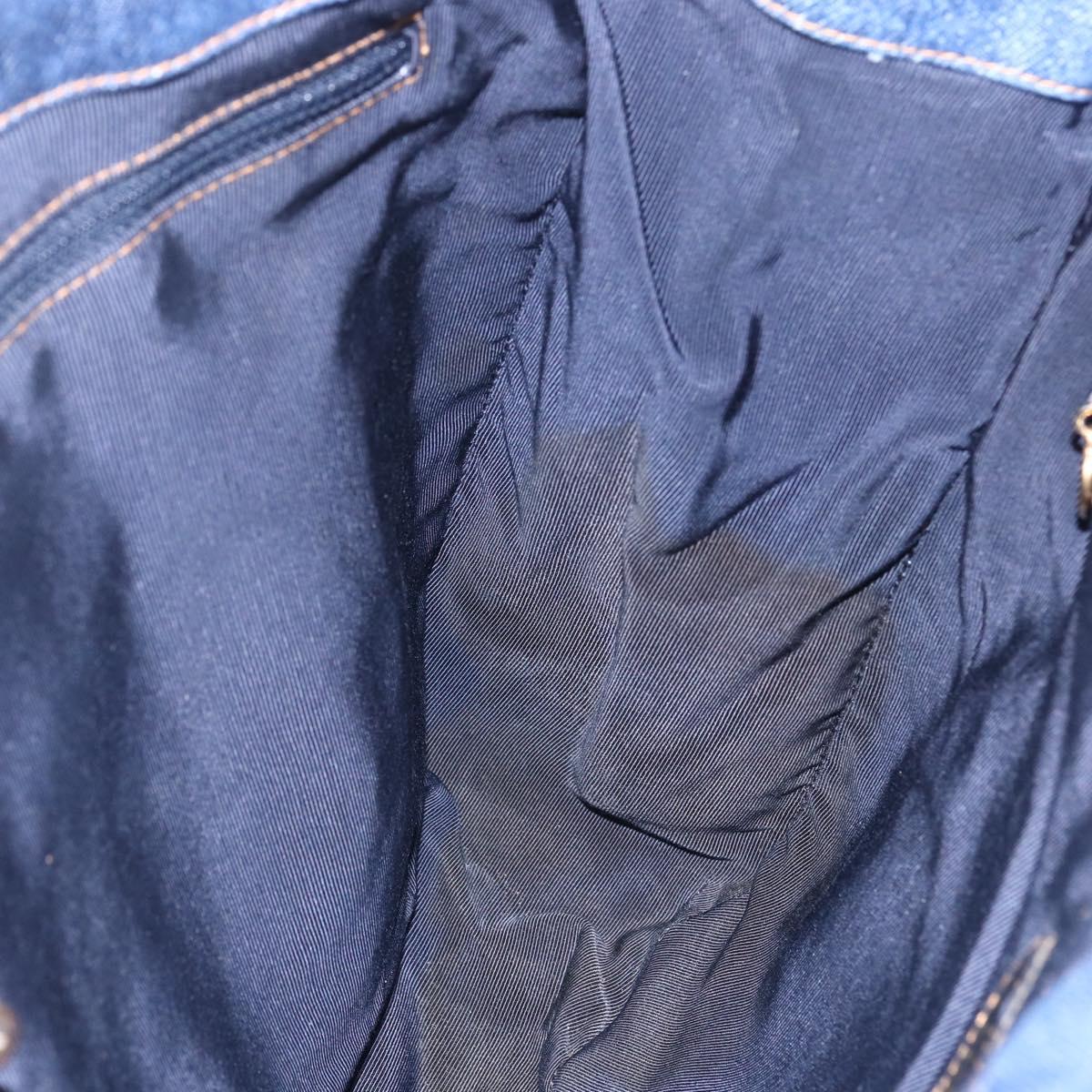 CHANEL Hand Bag Denim Blue Gold CC Auth 152373