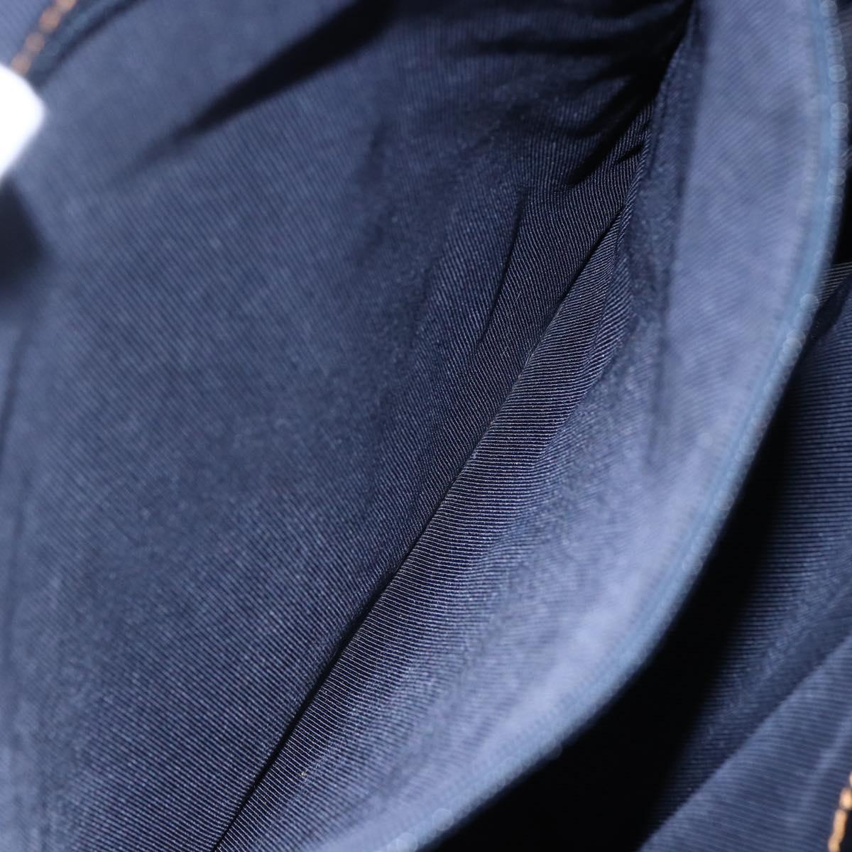 CHANEL Hand Bag Denim Blue Gold CC Auth 152373