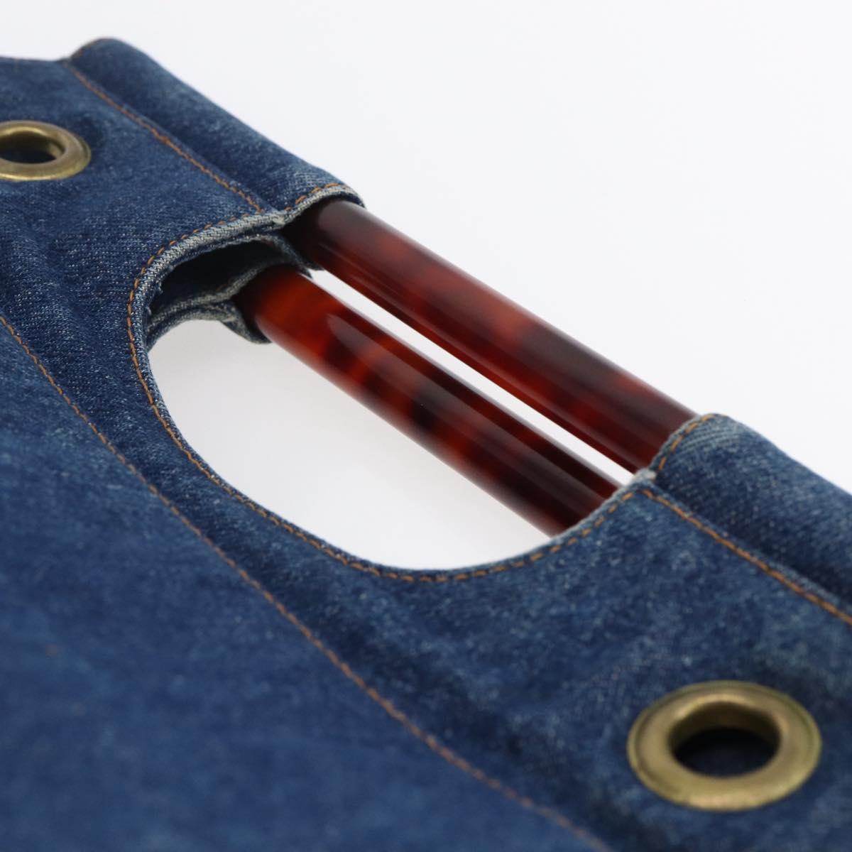 CHANEL Hand Bag Denim Blue Gold CC Auth 152373