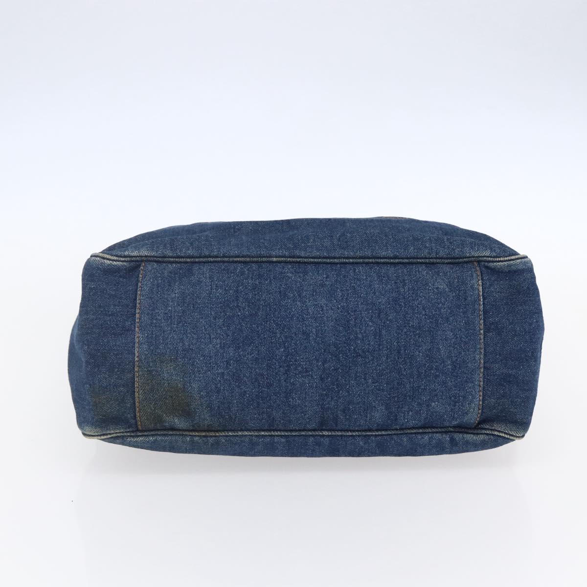 CHANEL Hand Bag Denim Blue Gold CC Auth 152373