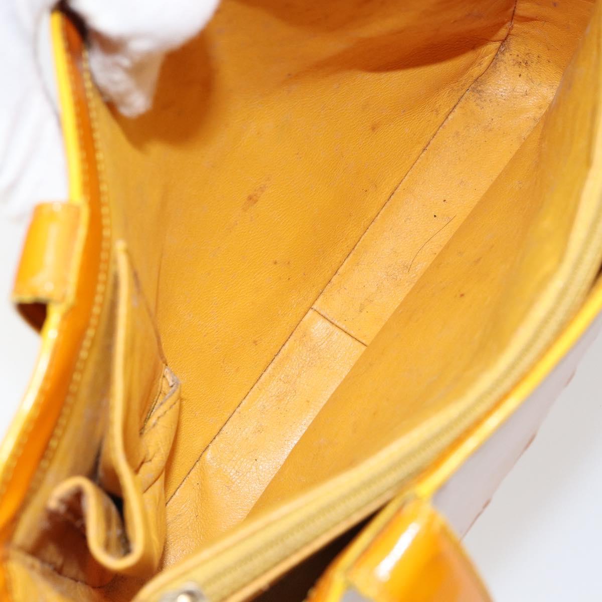 CHANEL Tote Bag Enamel Yellow Gold CC Auth 152376