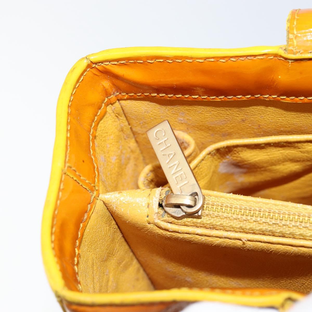 CHANEL Tote Bag Enamel Yellow Gold CC Auth 152376