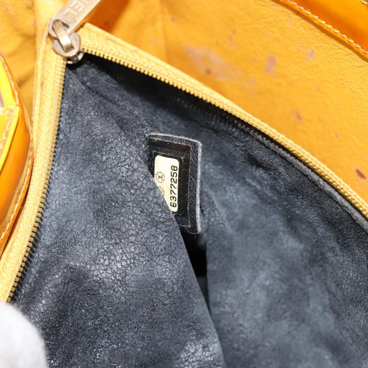 CHANEL Tote Bag Enamel Yellow Gold CC Auth 152376