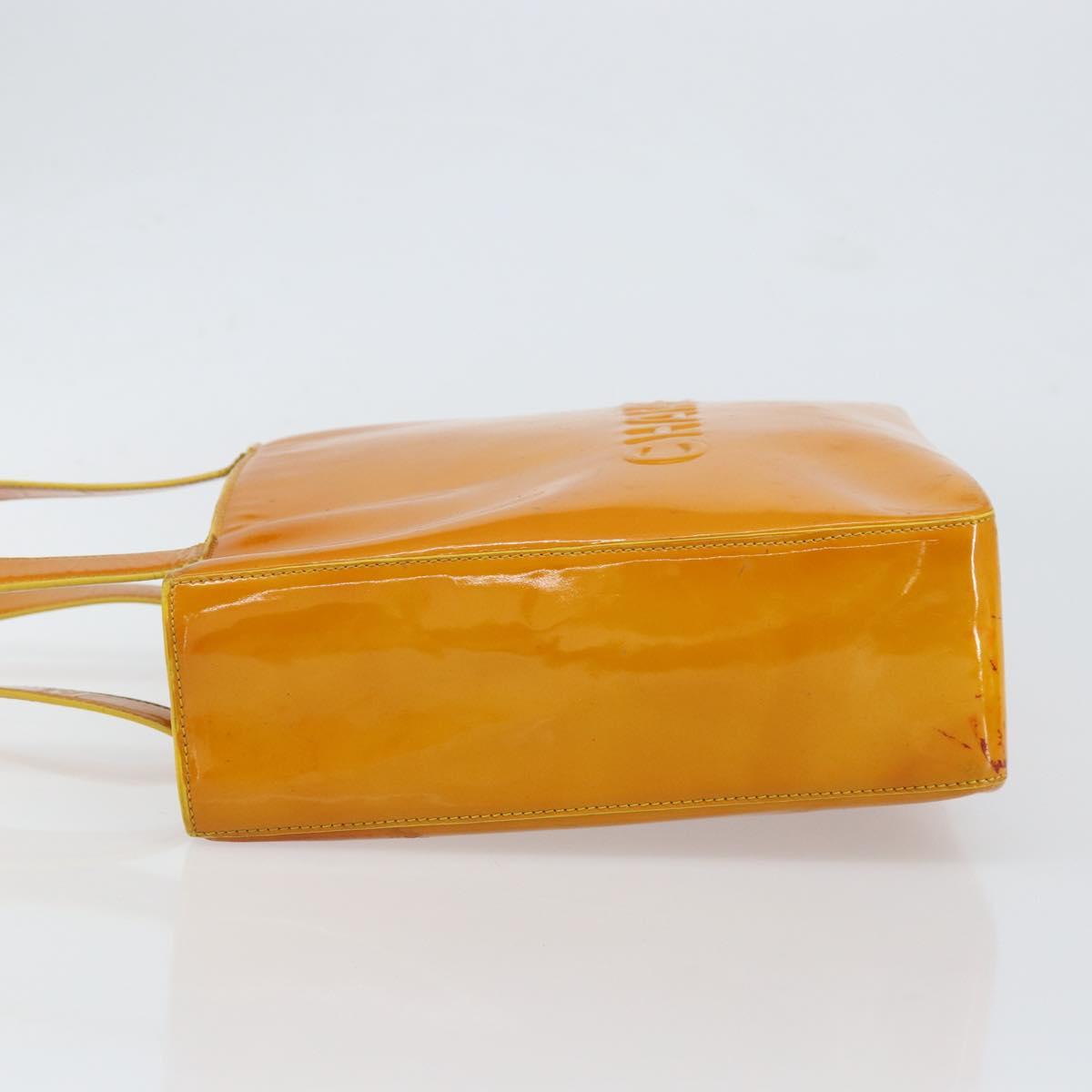 CHANEL Tote Bag Enamel Yellow Gold CC Auth 152376