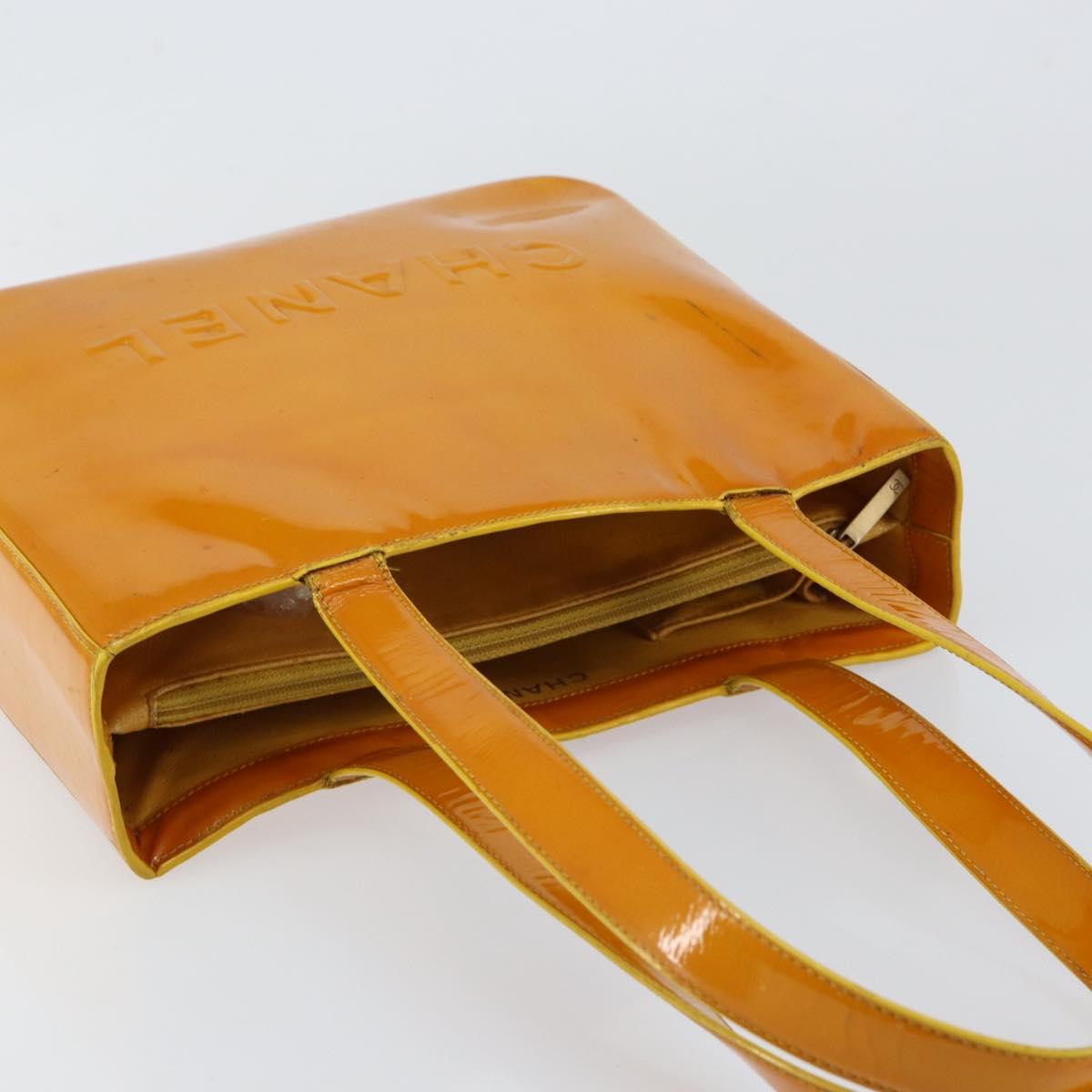 CHANEL Tote Bag Enamel Yellow Gold CC Auth 152376