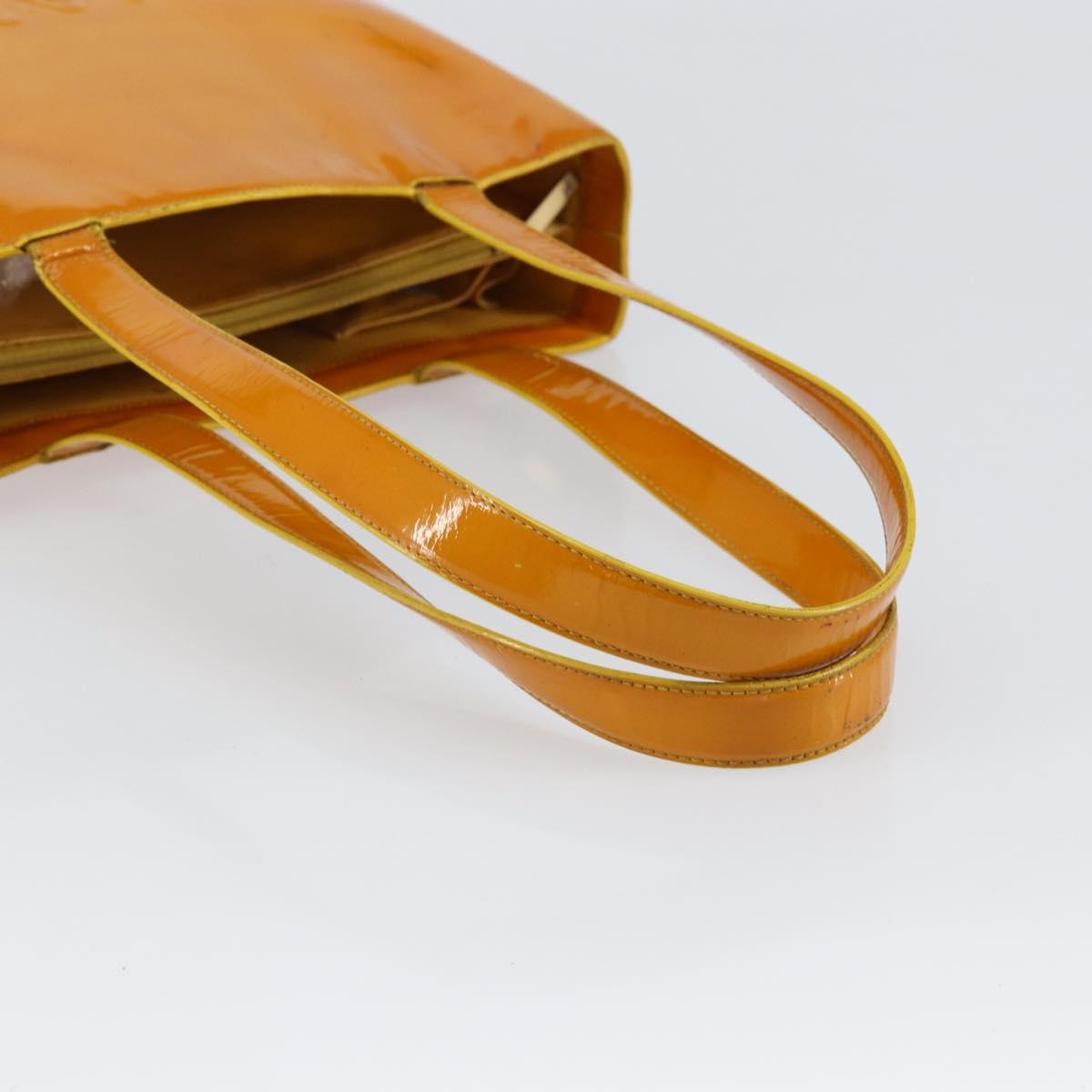 CHANEL Tote Bag Enamel Yellow Gold CC Auth 152376