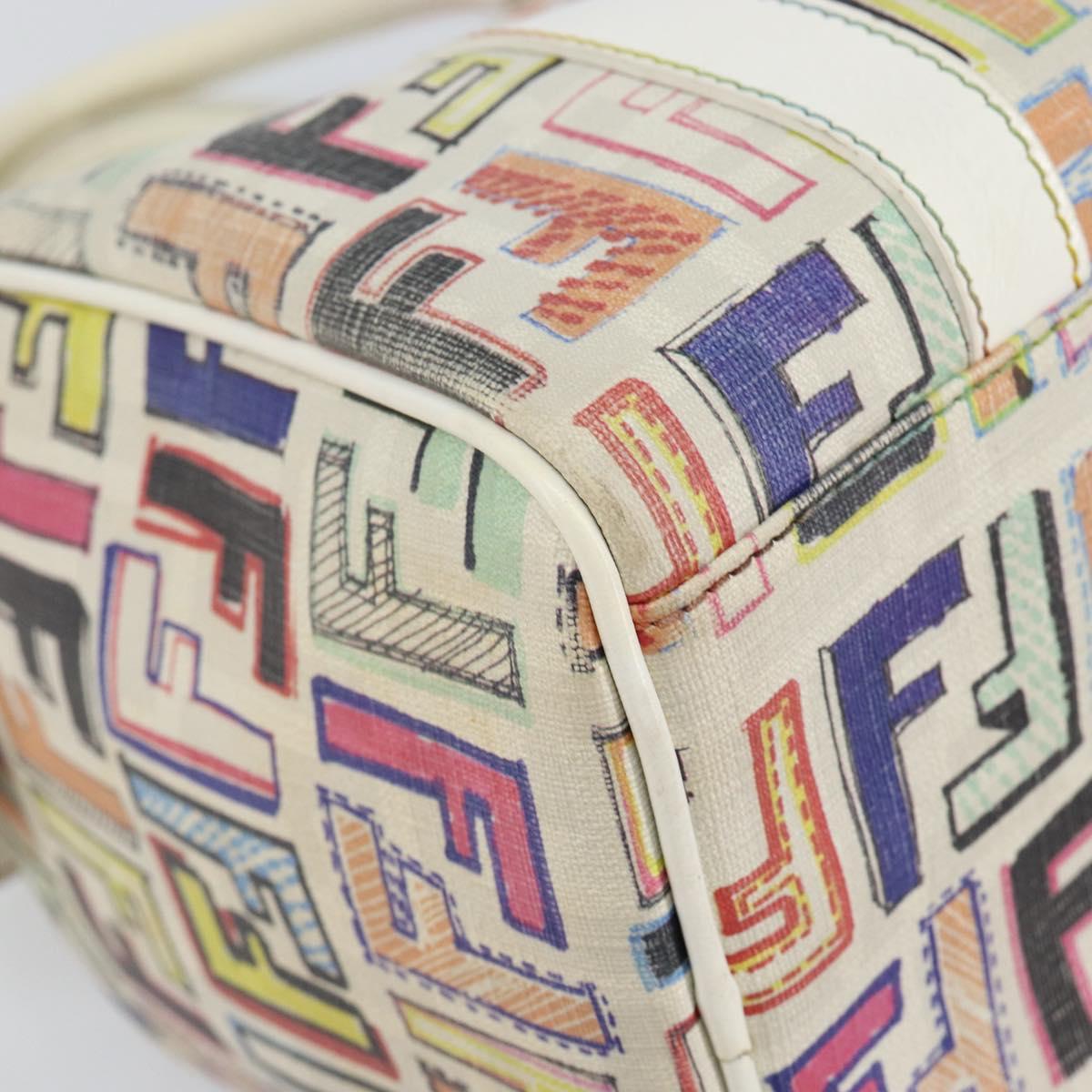 FENDI Zucca Canvas Hand Bag PVC Multicolor Gold Auth 152378V