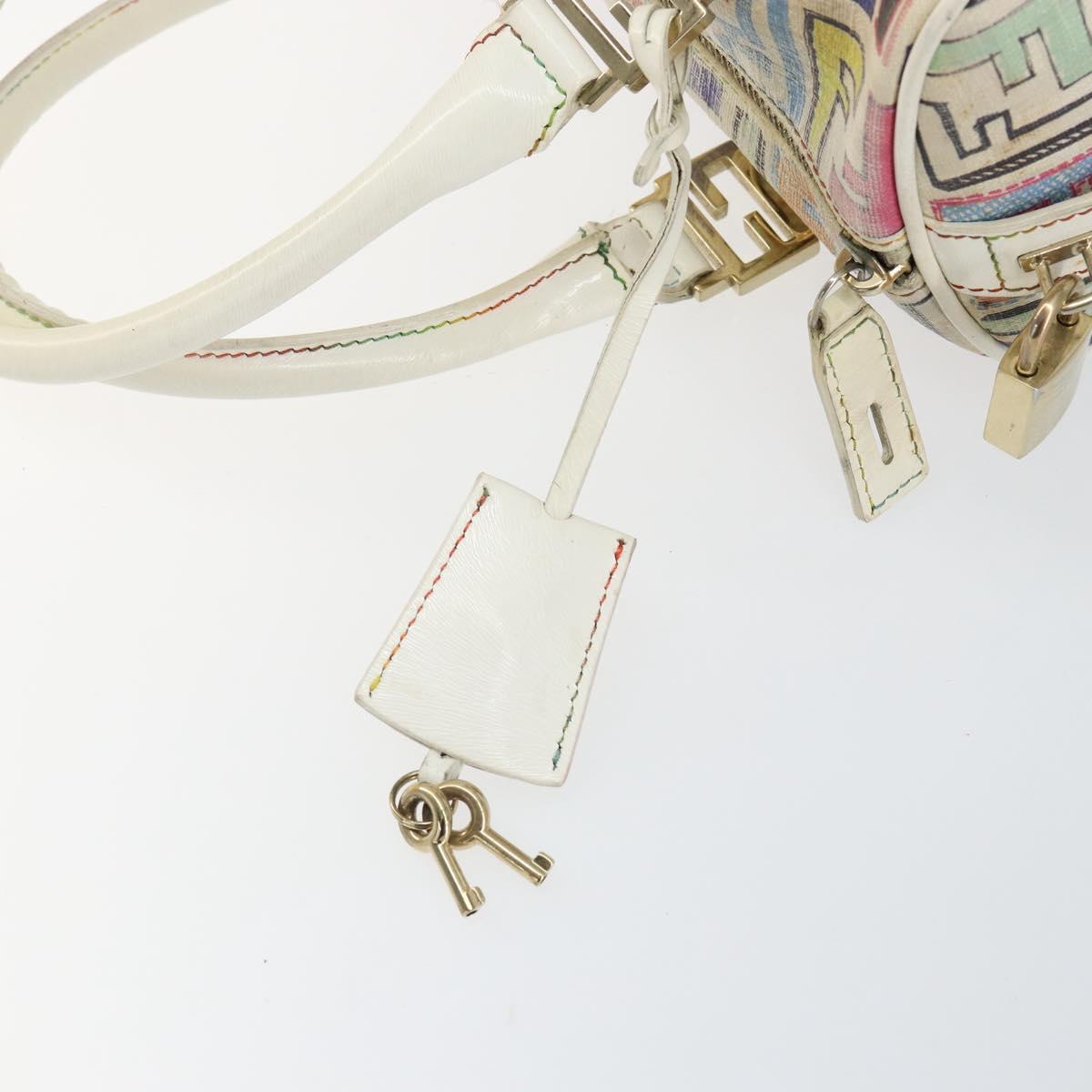 FENDI Zucca Canvas Hand Bag PVC Multicolor Gold Auth 152378V