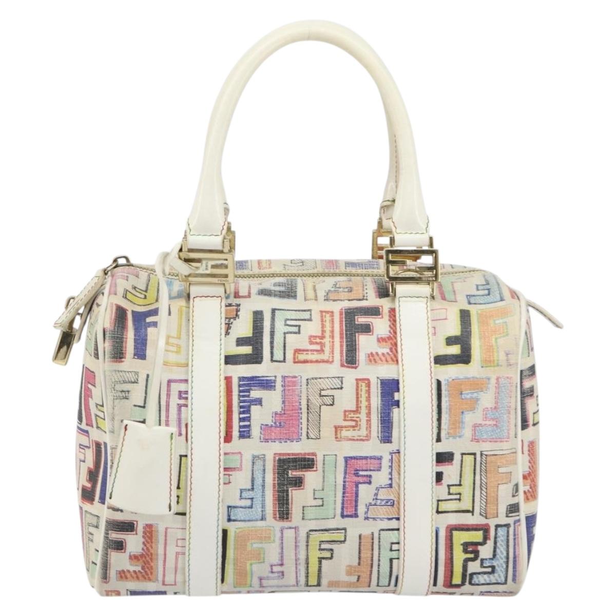FENDI Zucca Canvas Hand Bag PVC Multicolor Gold Auth 152378V