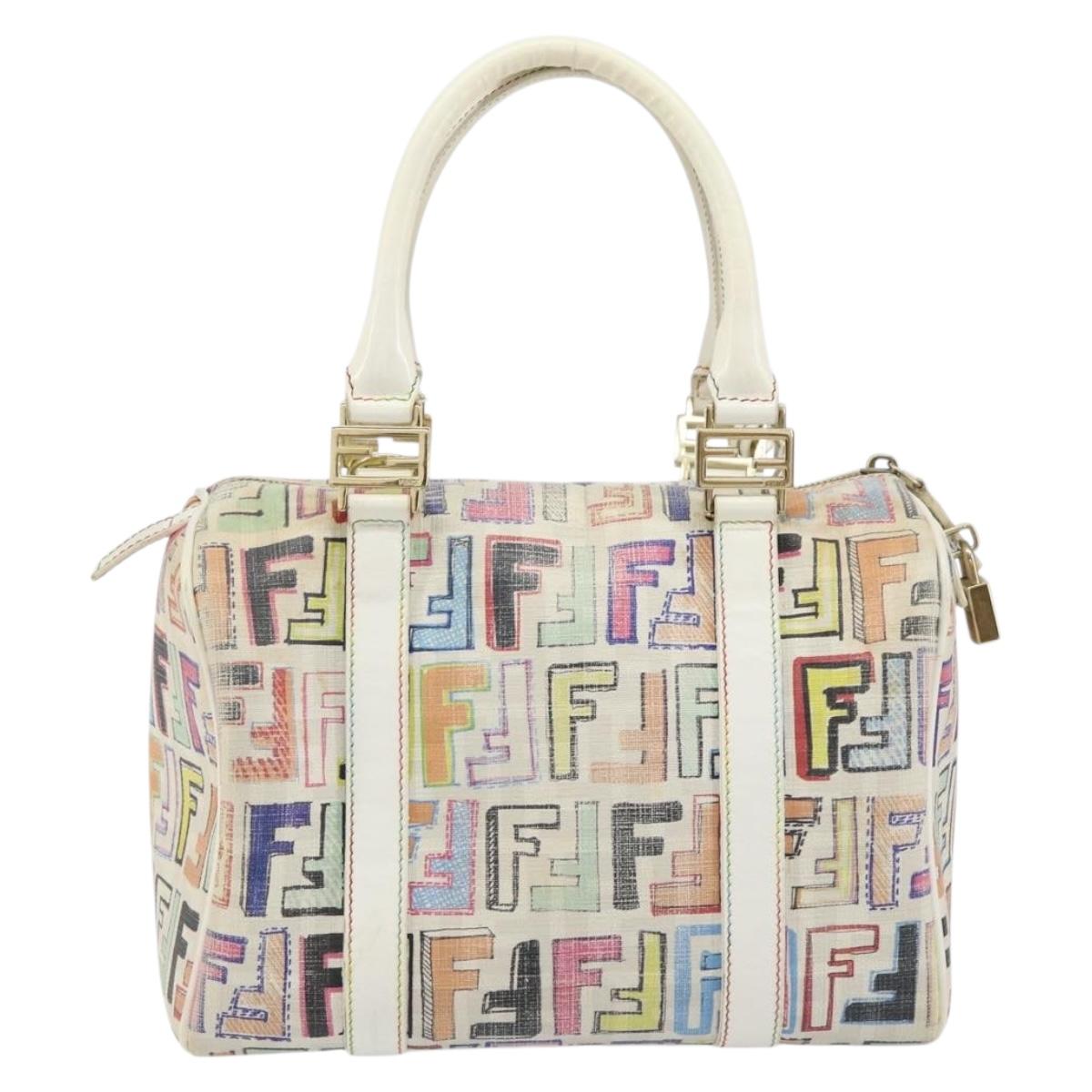 FENDI Zucca Canvas Hand Bag PVC Multicolor Gold Auth 152378V