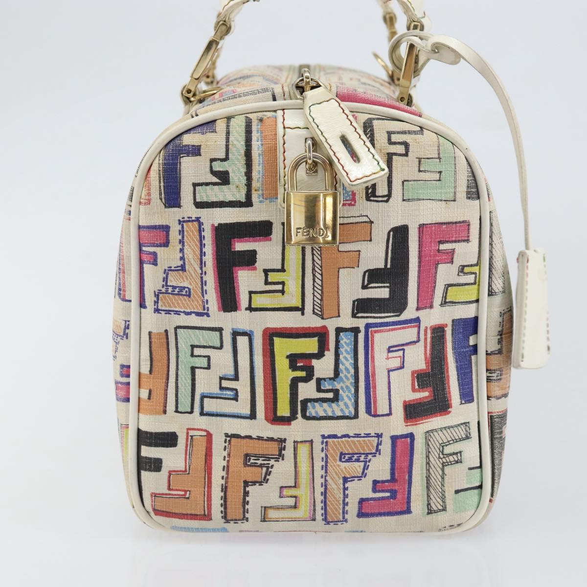FENDI Zucca Canvas Hand Bag PVC Multicolor Gold Auth 152378V