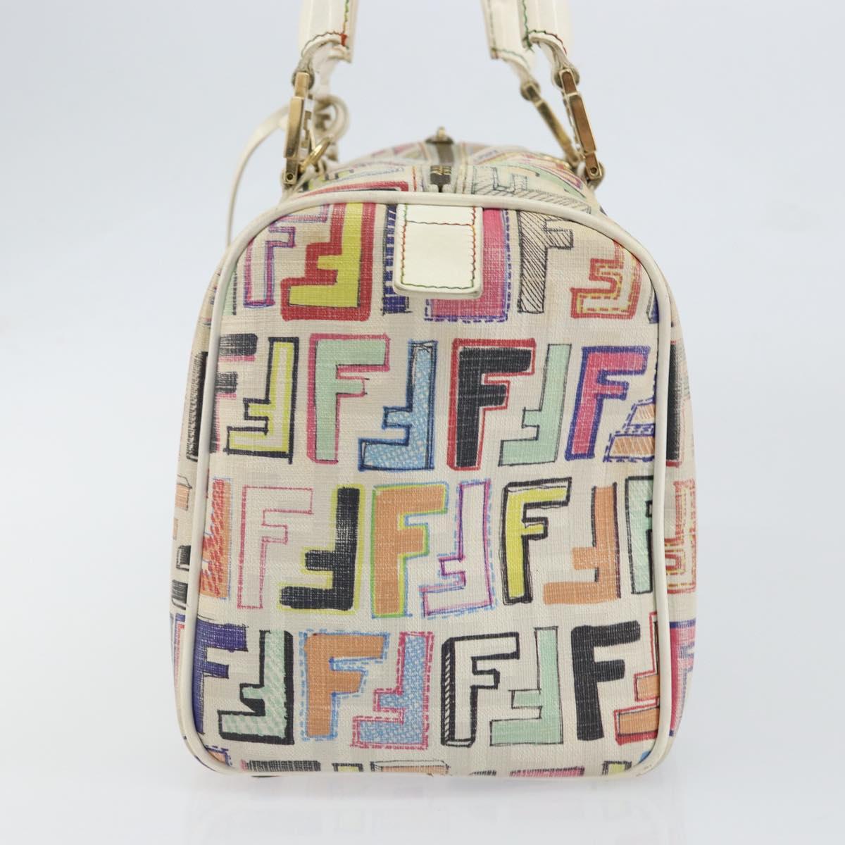 FENDI Zucca Canvas Hand Bag PVC Multicolor Gold Auth 152378V