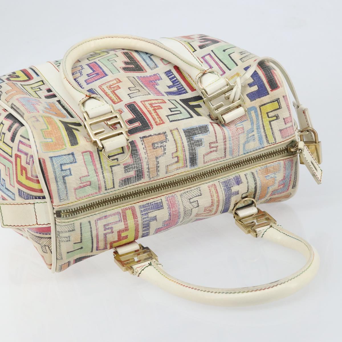 FENDI Zucca Canvas Hand Bag PVC Multicolor Gold Auth 152378V