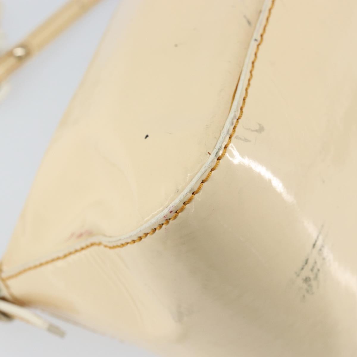 FENDI Mamma Baguette Shoulder Bag Enamel Beige Auth 152380