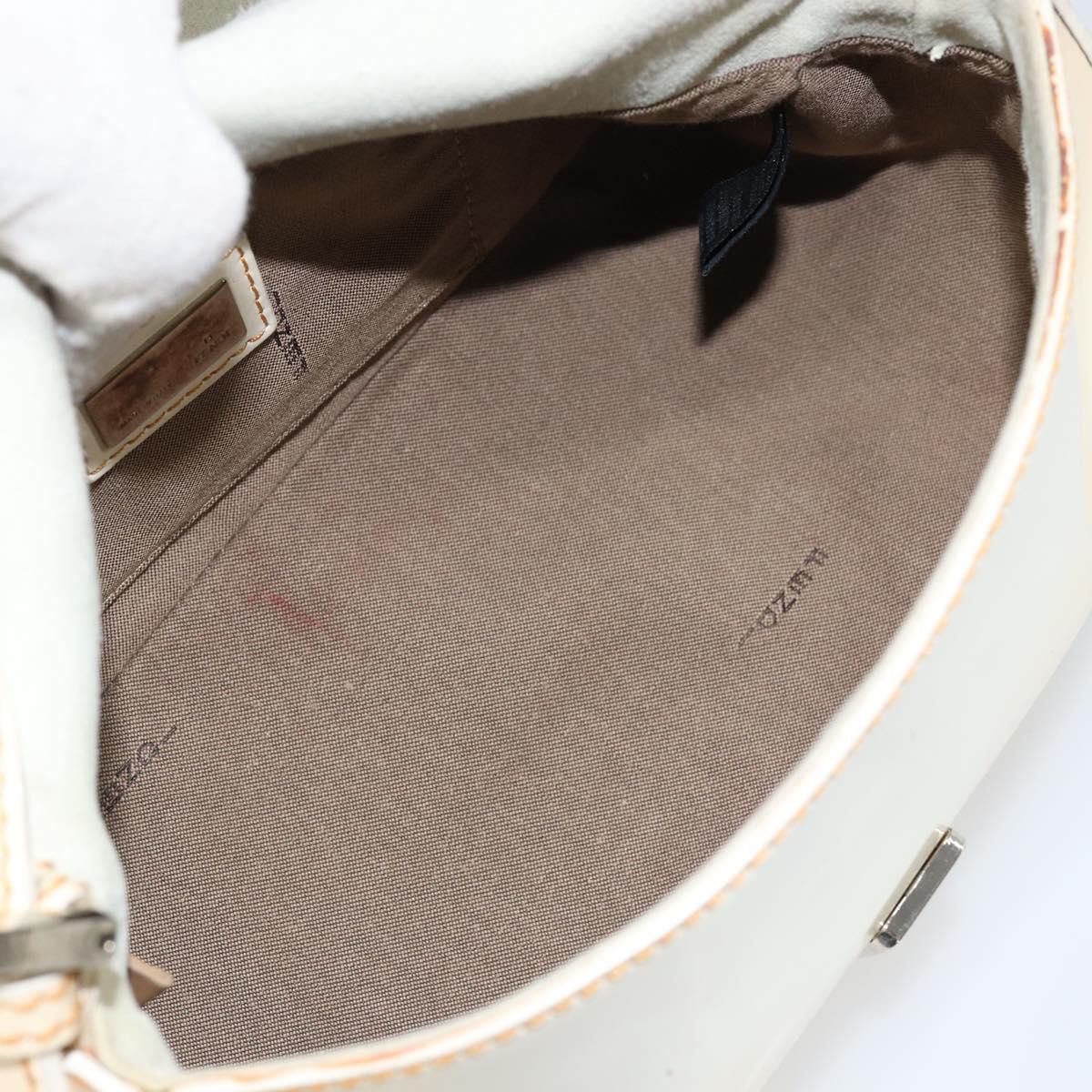 FENDI Mamma Baguette Shoulder Bag Enamel Beige Auth 152380