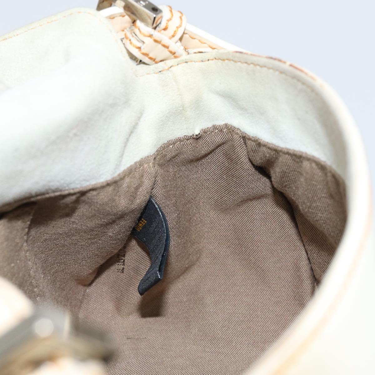 FENDI Mamma Baguette Shoulder Bag Enamel Beige Auth 152380