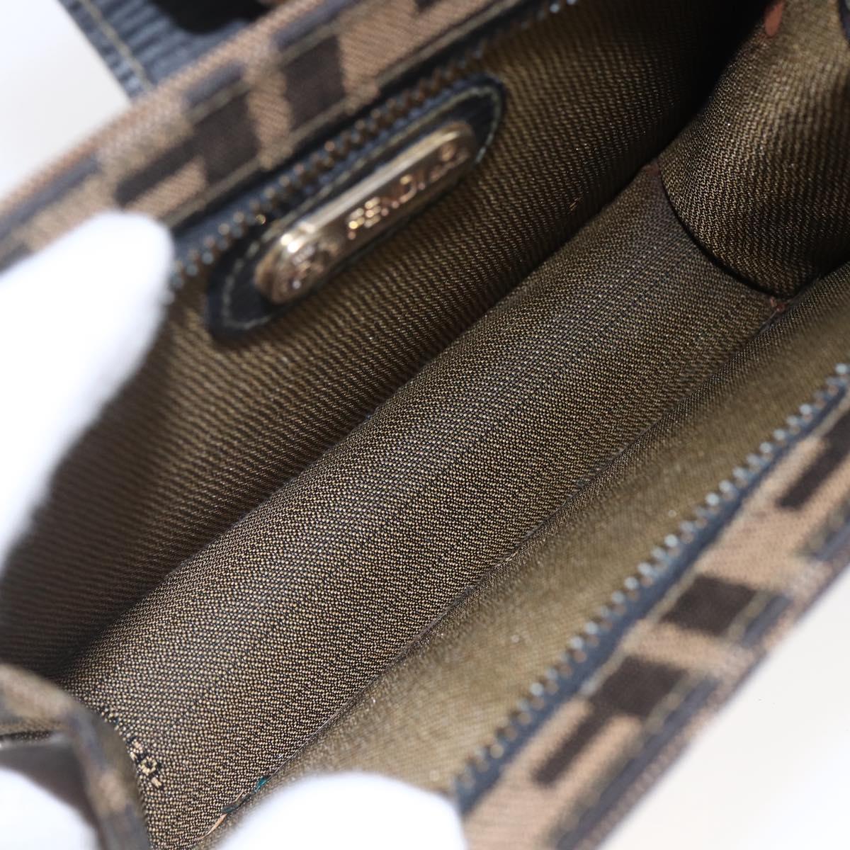 FENDI Zucca Canvas Mamma Baguette Shoulder Bag Black Brown Auth 152381V