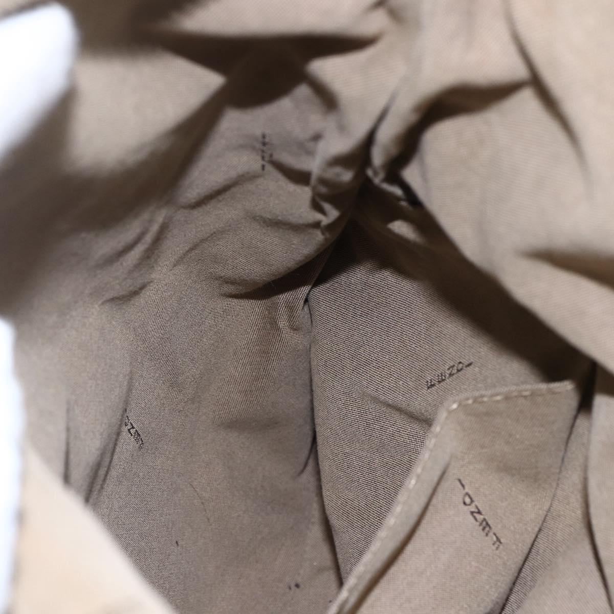 FENDI Zucchino Canvas Shoulder Bag Beige Gold Auth 152382