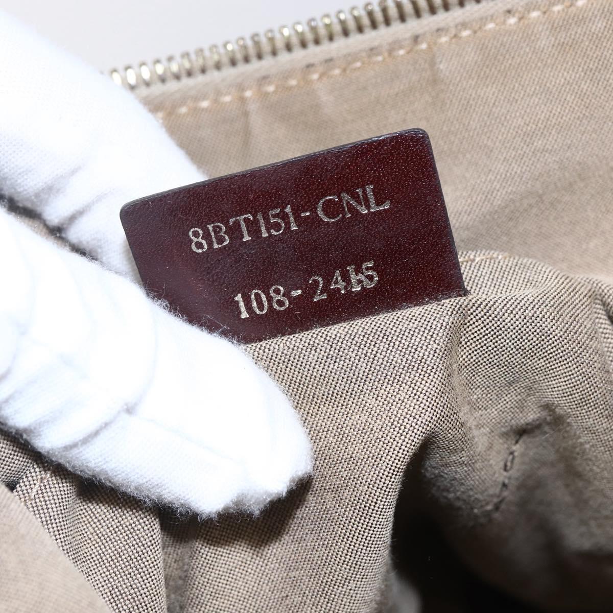 FENDI Zucchino Canvas Shoulder Bag Beige Gold Auth 152382