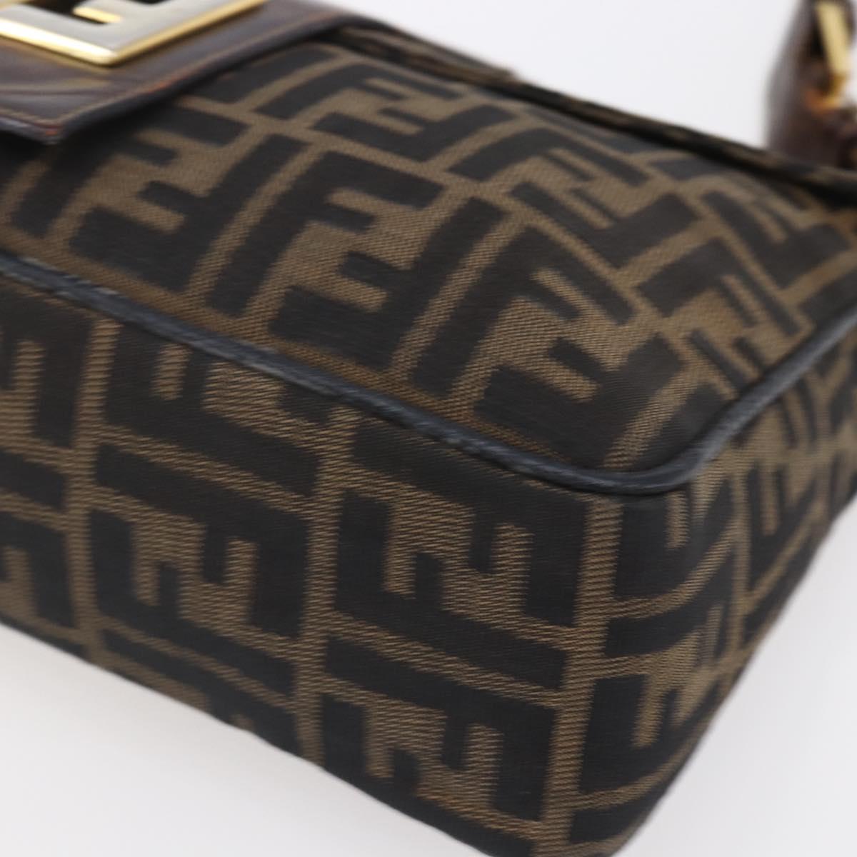 FENDI Zucca Canvas Shoulder Bag Black Brown Auth 152383