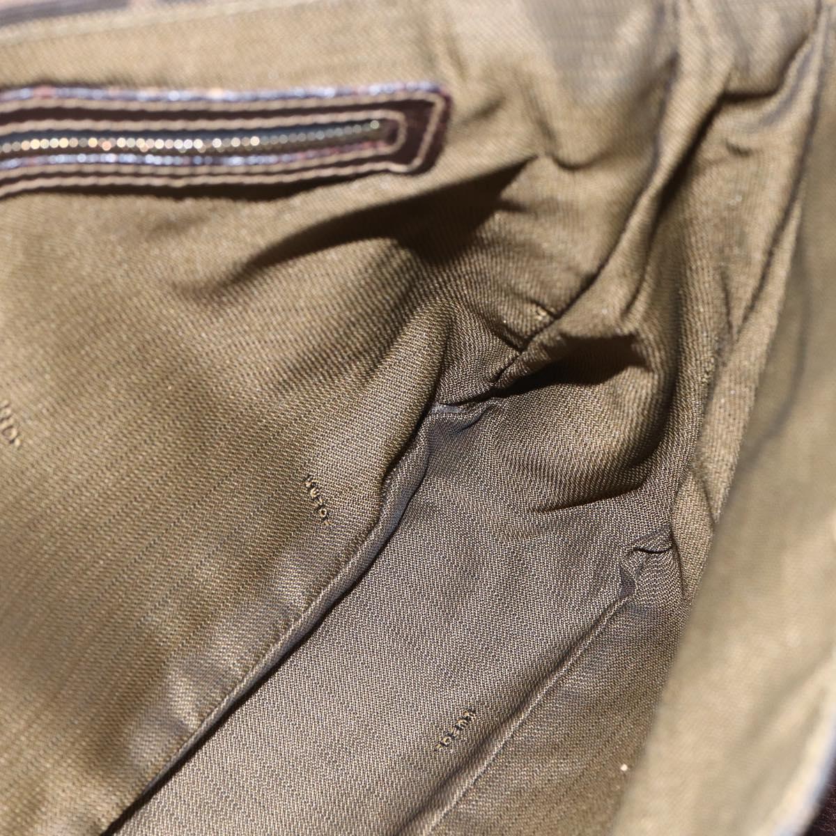 FENDI Zucca Canvas Shoulder Bag Black Brown Auth 152383