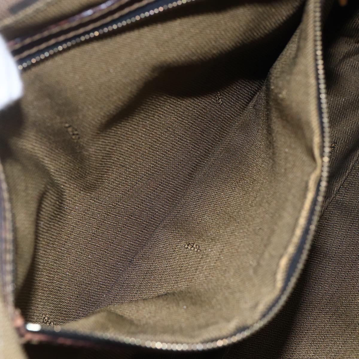 FENDI Zucca Canvas Shoulder Bag Black Brown Auth 152383