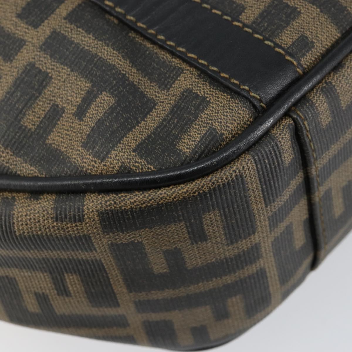 FENDI Zucca Canvas Hand Bag PVC Black Brown Auth 152385