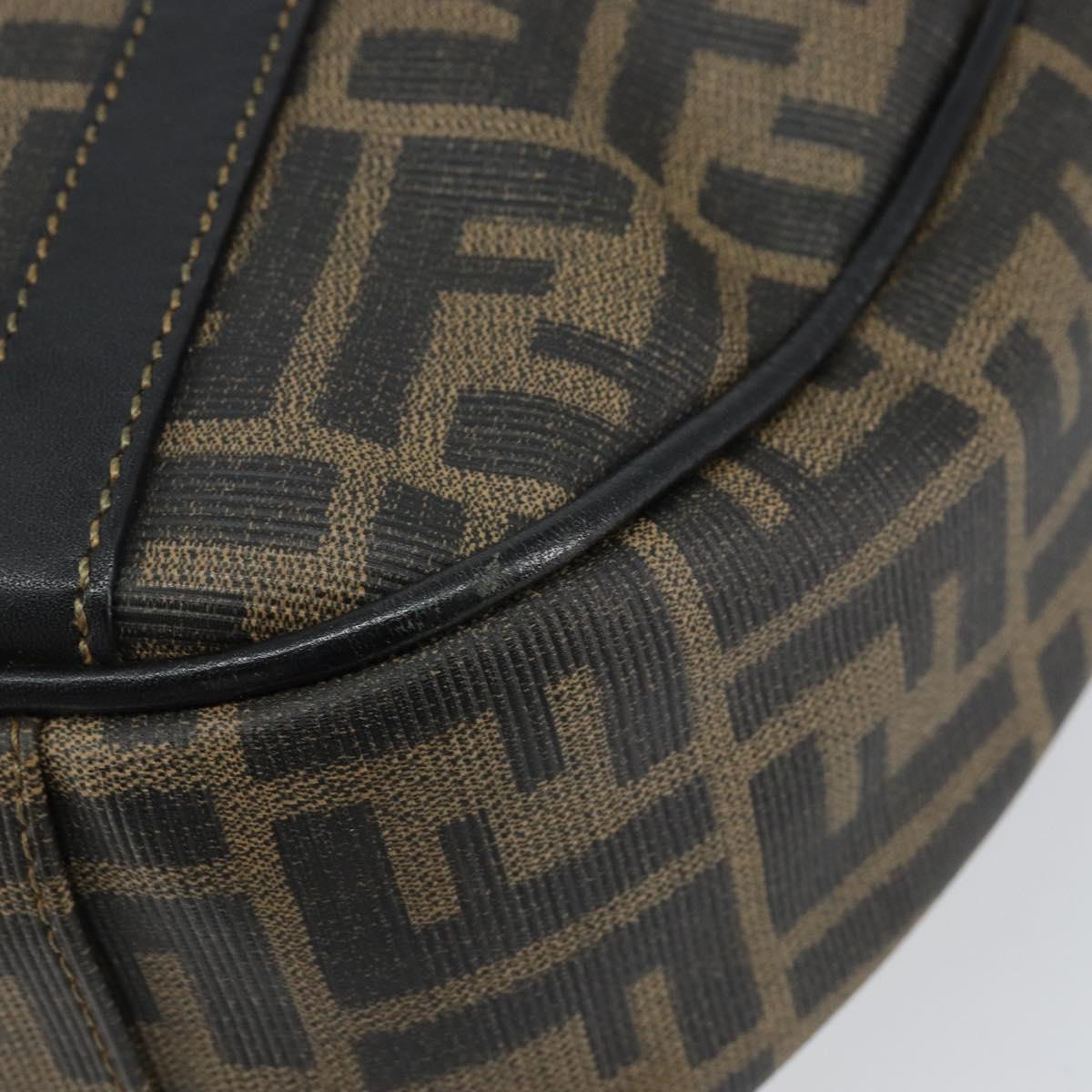 FENDI Zucca Canvas Hand Bag PVC Black Brown Auth 152385