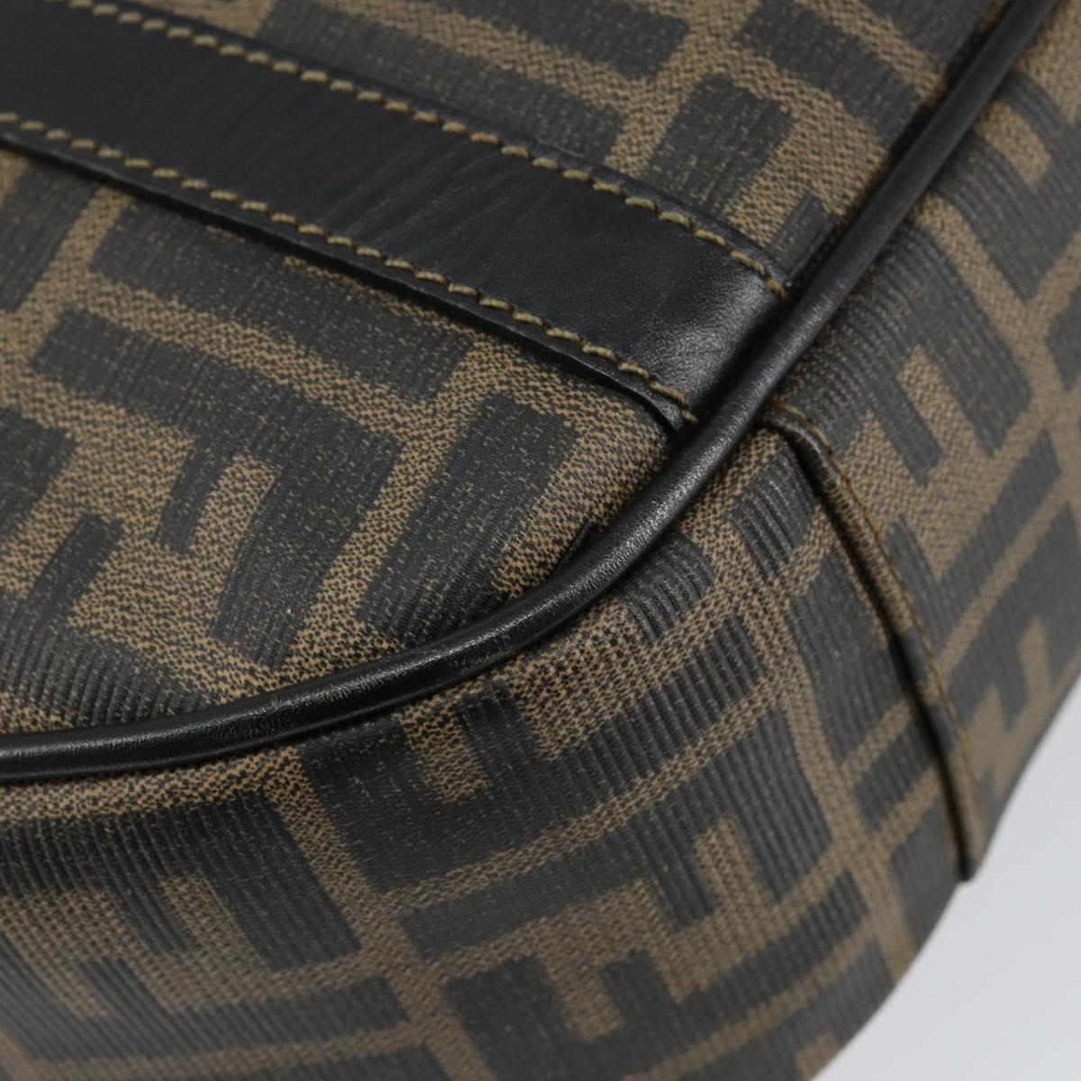 FENDI Zucca Canvas Hand Bag PVC Black Brown Auth 152385