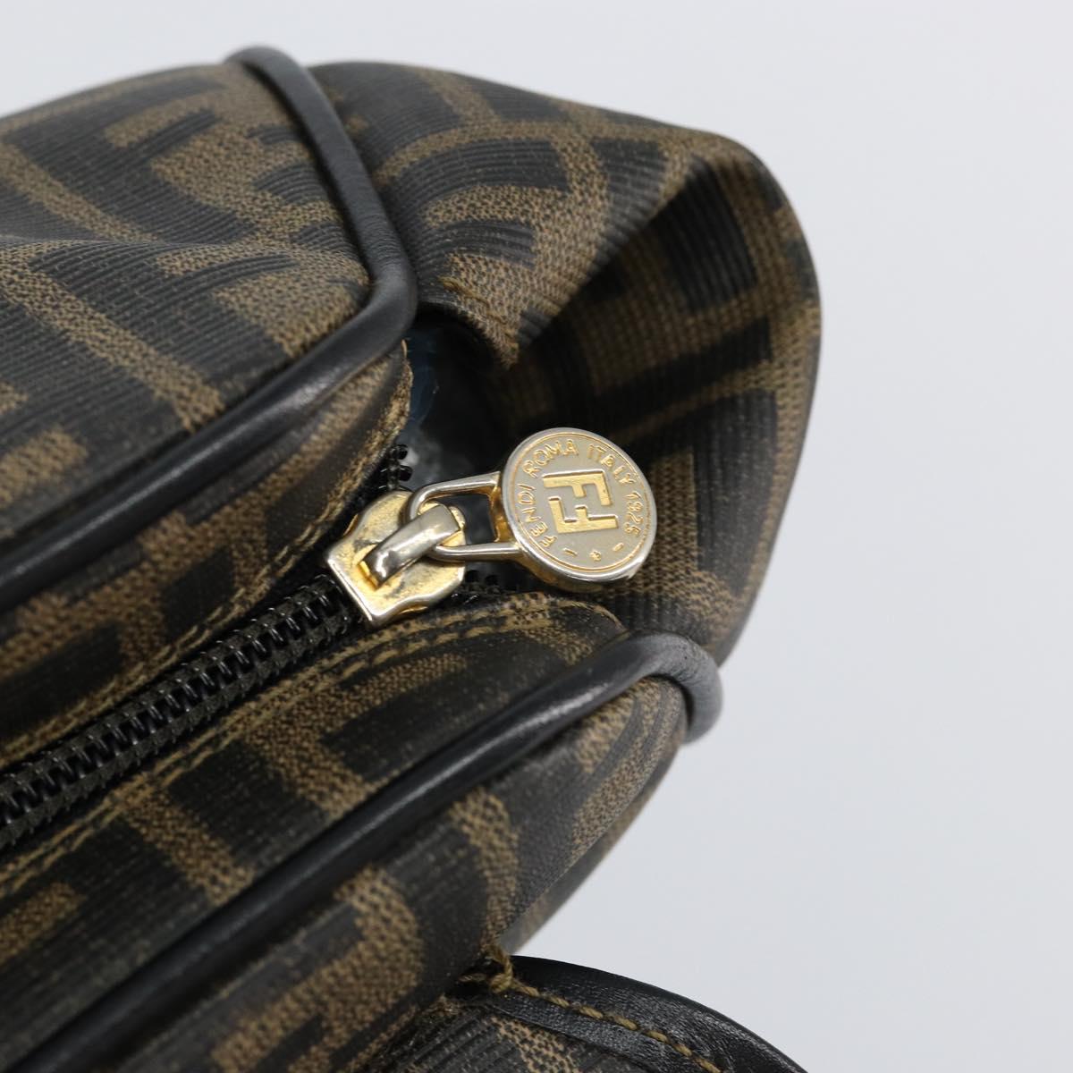 FENDI Zucca Canvas Hand Bag PVC Black Brown Auth 152385