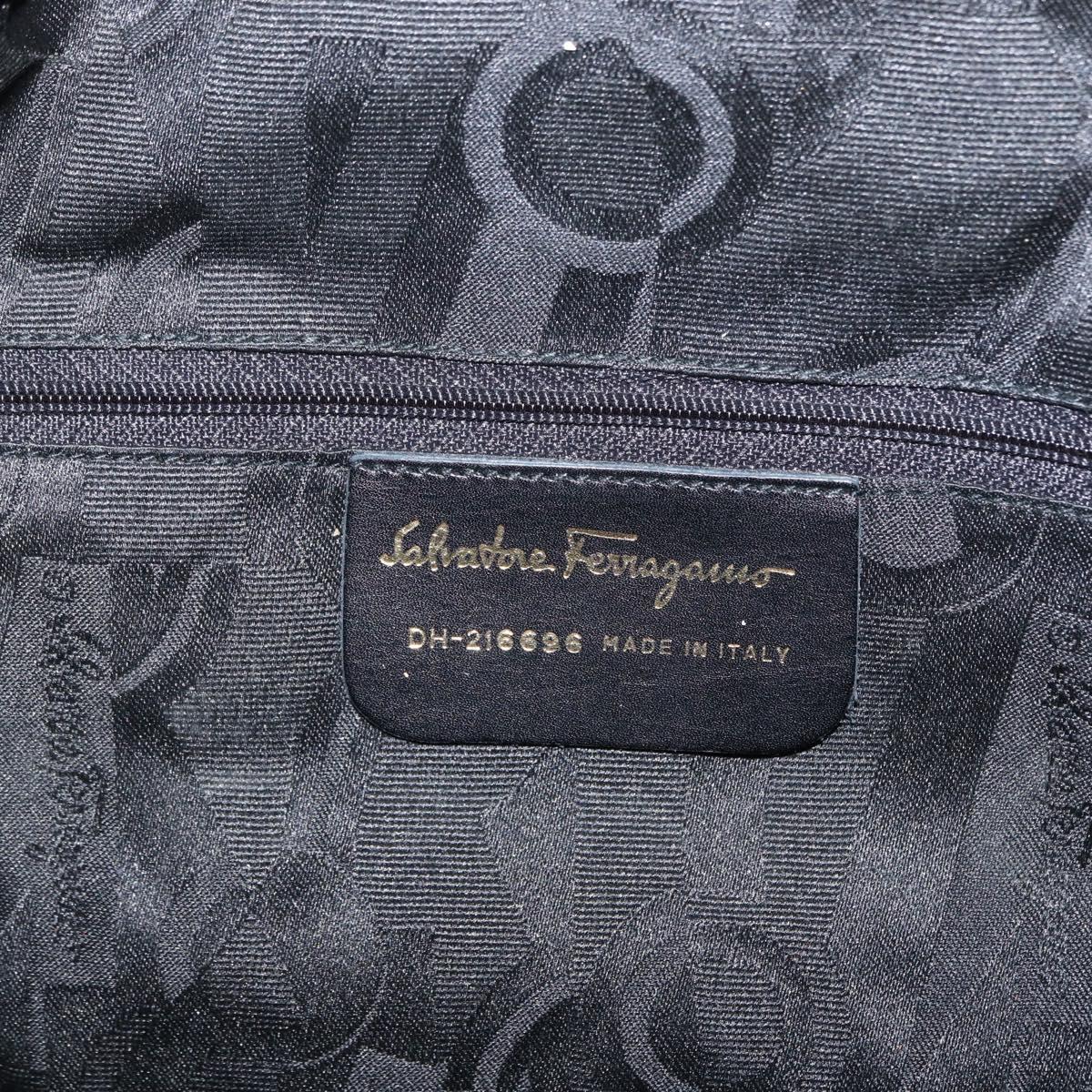 Salvatore Ferragamo Gancini Backpack Leather Brown Gold Auth 152386