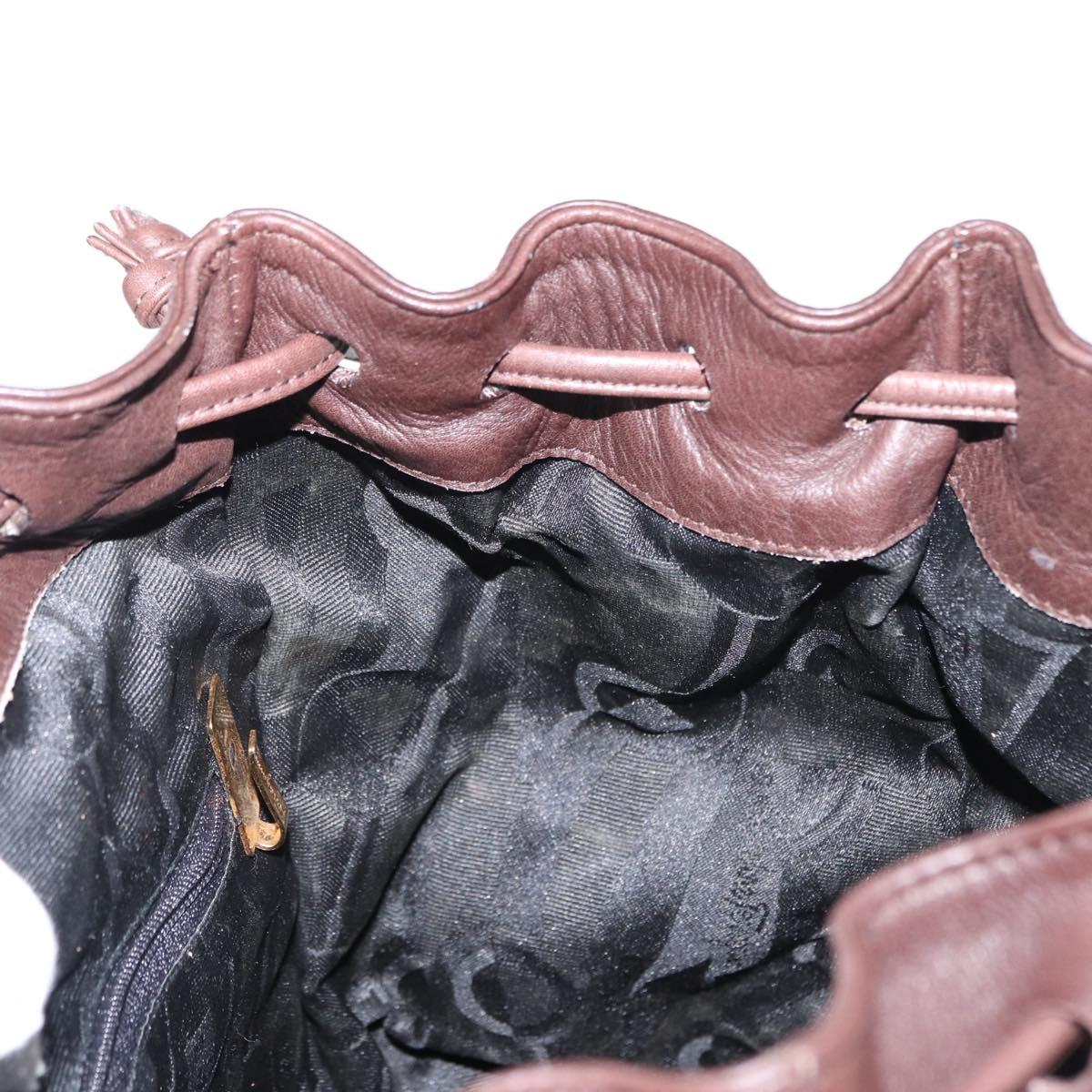 Salvatore Ferragamo Gancini Backpack Leather Brown Gold Auth 152386