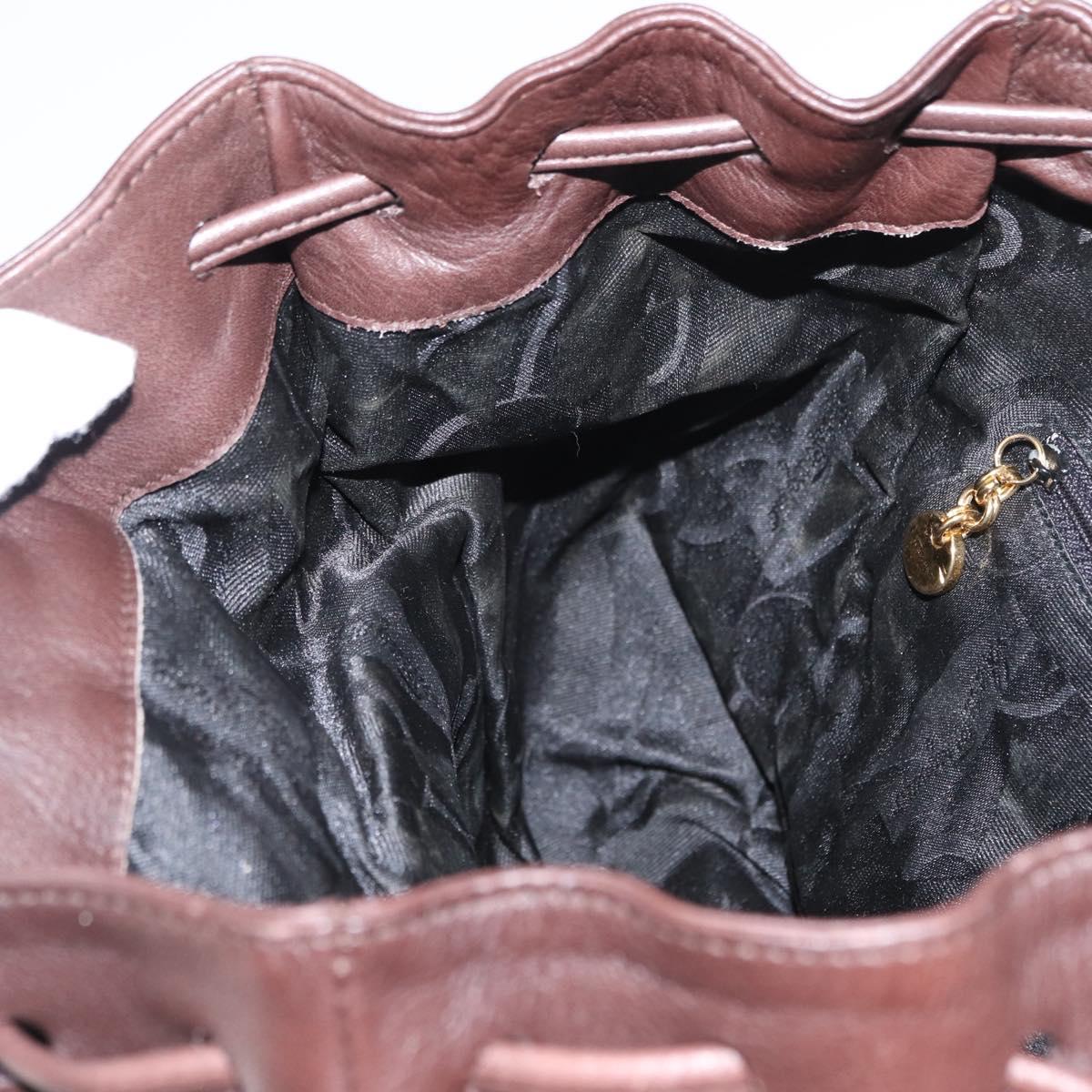 Salvatore Ferragamo Gancini Backpack Leather Brown Gold Auth 152386