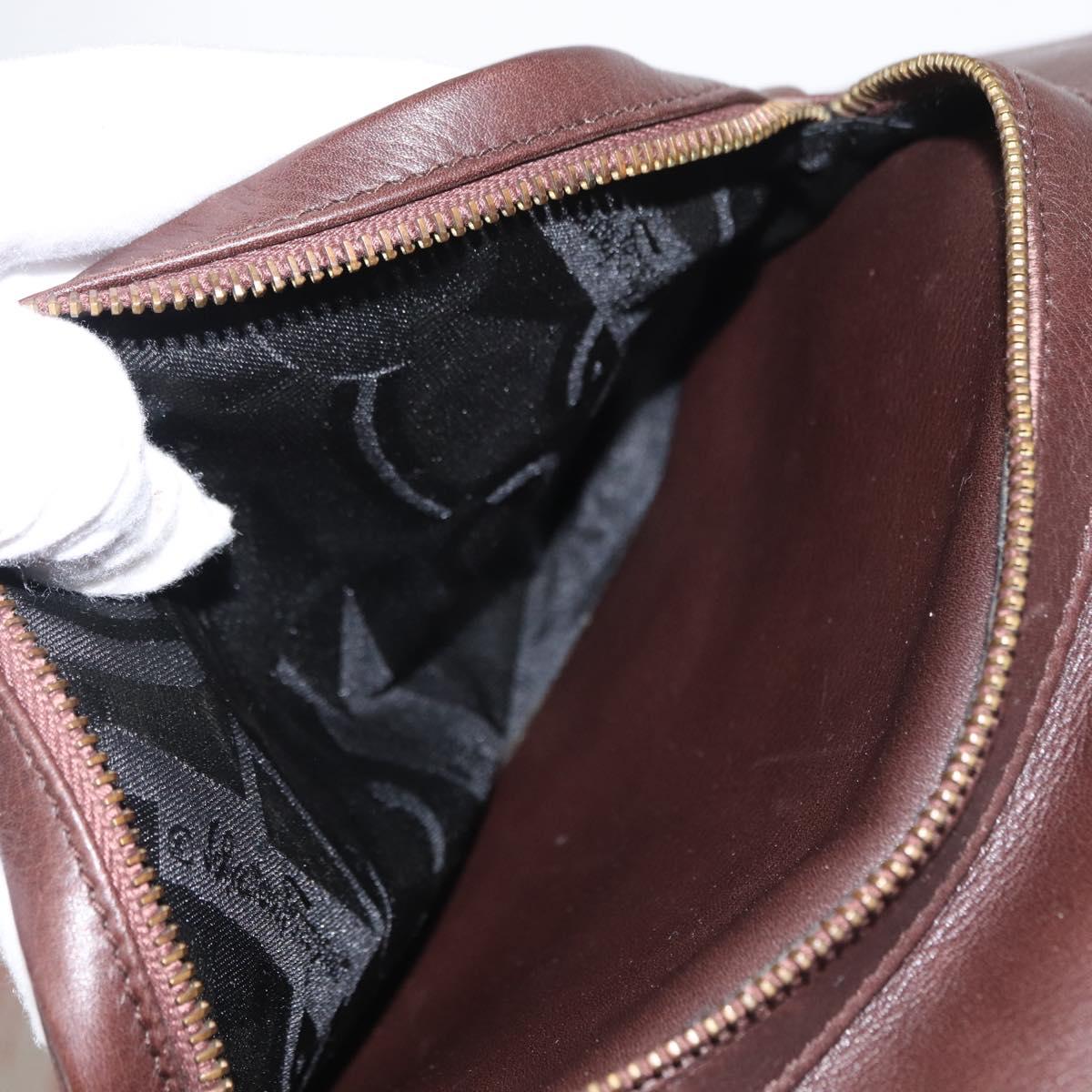 Salvatore Ferragamo Gancini Backpack Leather Brown Gold Auth 152386