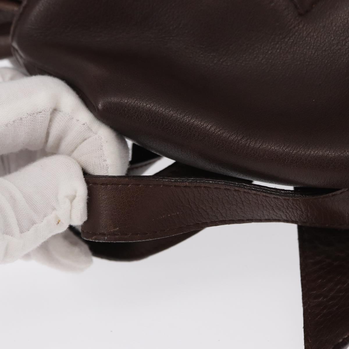 Salvatore Ferragamo Gancini Backpack Leather Brown Gold Auth 152386