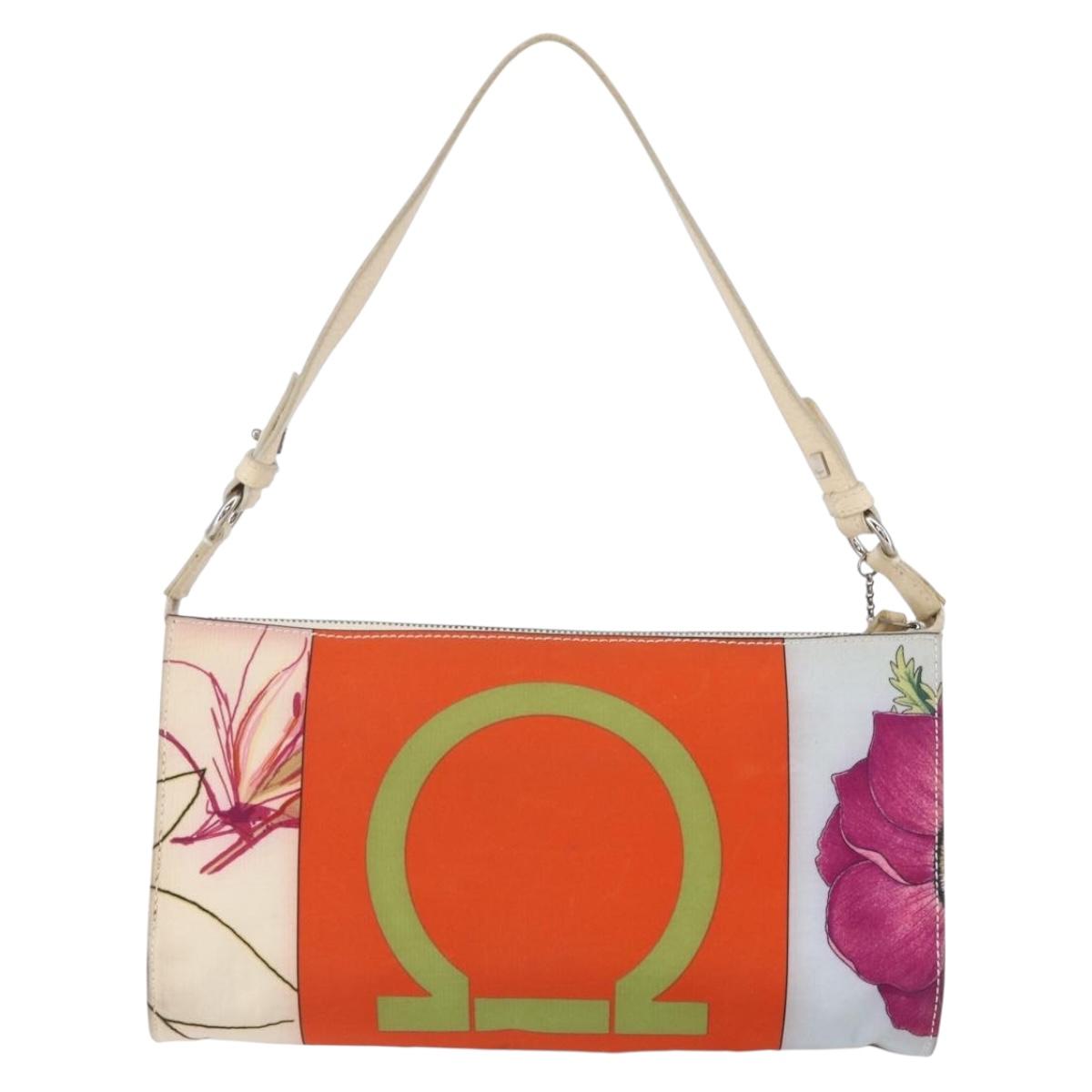 Salvatore Ferragamo Gancini Bag Nylon Leather Multicolor Silver Auth 152387