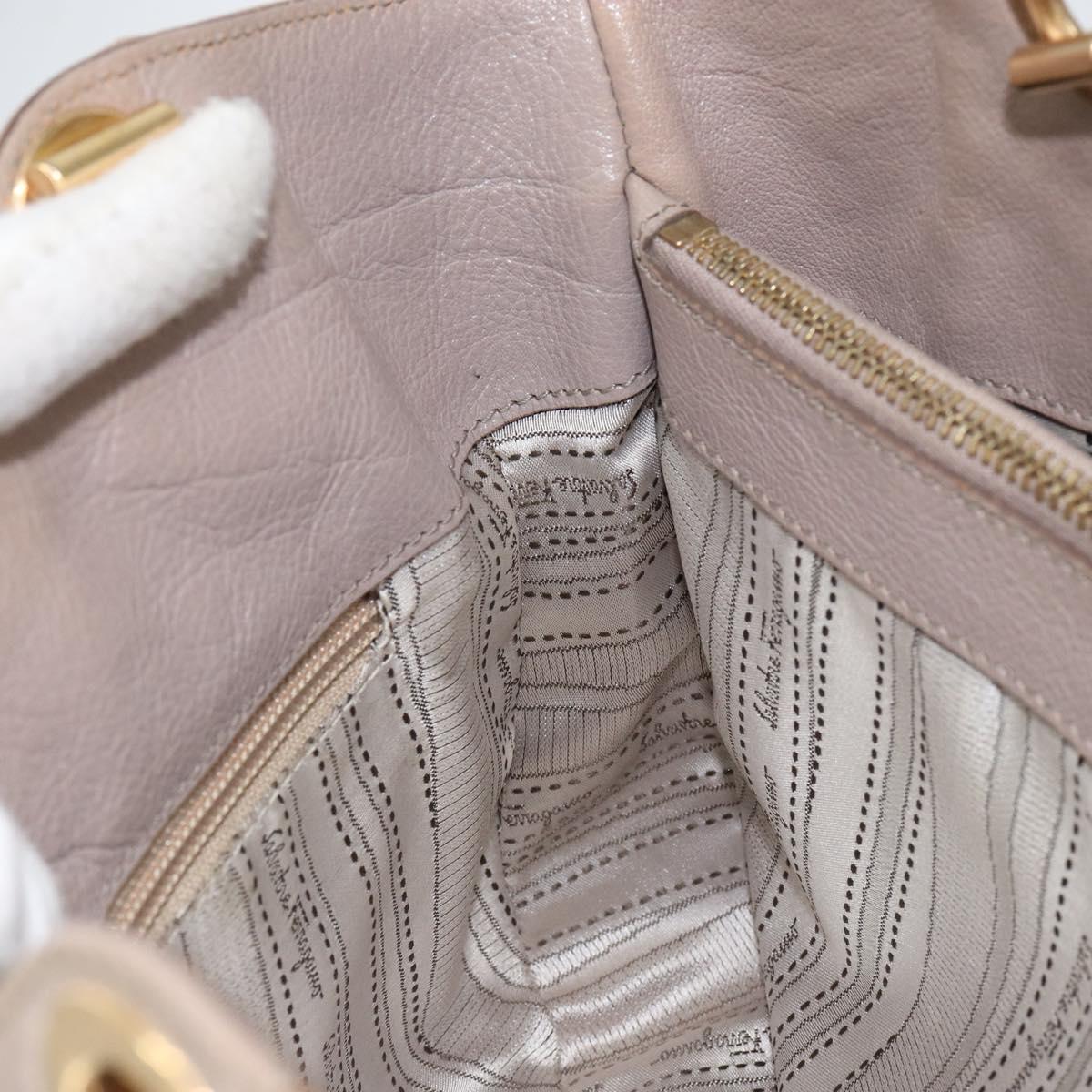 Salvatore Ferragamo Hand Bag Leather Pink Gold Auth 152388