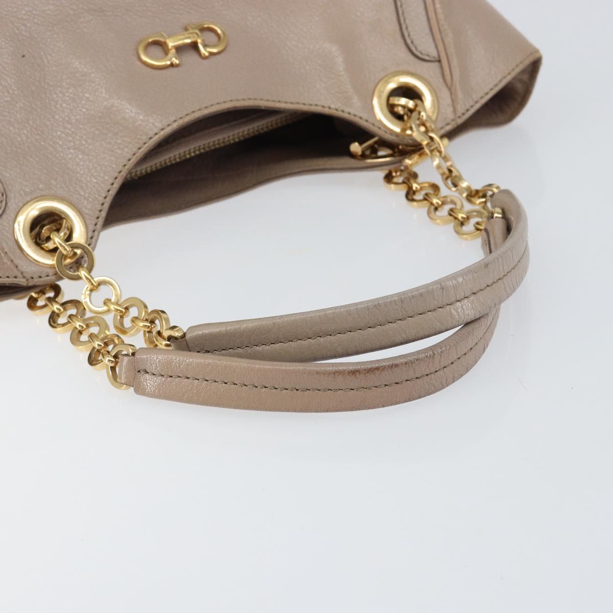 Salvatore Ferragamo Hand Bag Leather Pink Gold Auth 152388