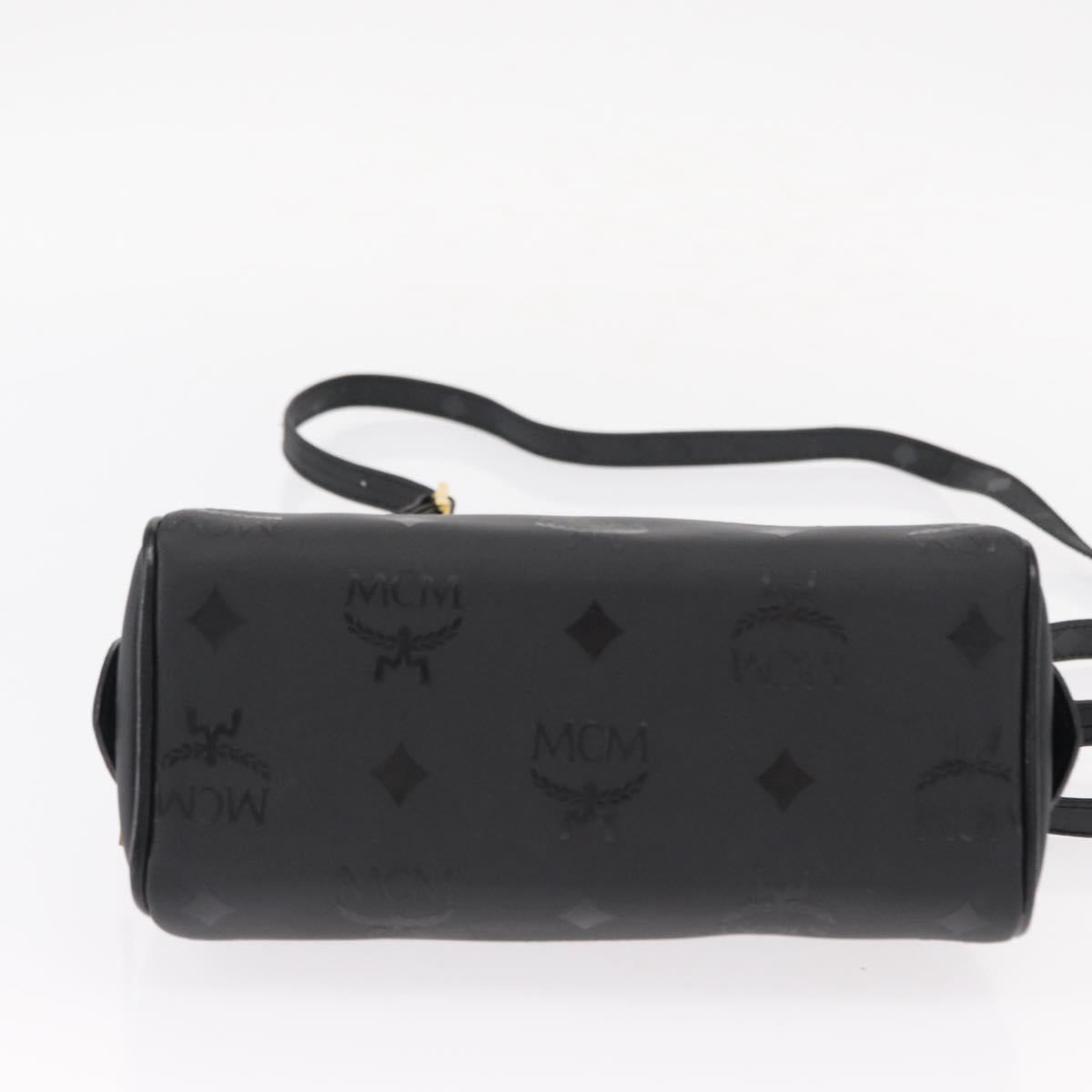 MCM Vicetos Logogram Hand Bag PVC 2way Black Gold Auth 152389