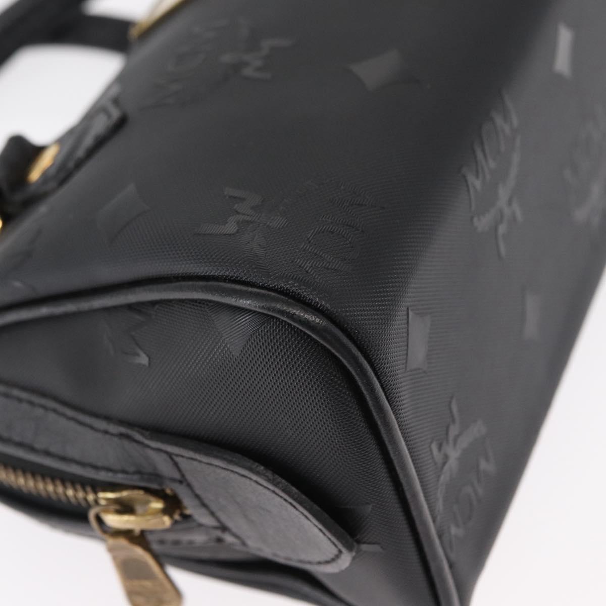 MCM Vicetos Logogram Hand Bag PVC 2way Black Gold Auth 152389