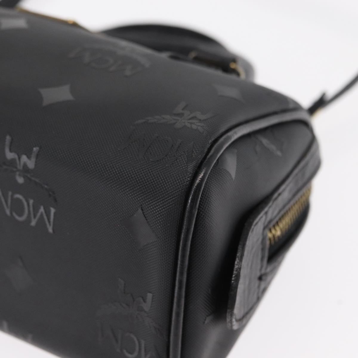 MCM Vicetos Logogram Hand Bag PVC 2way Black Gold Auth 152389