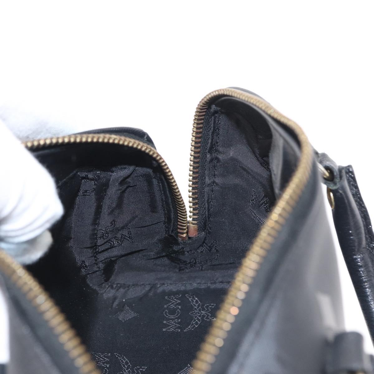 MCM Vicetos Logogram Hand Bag PVC 2way Black Gold Auth 152389