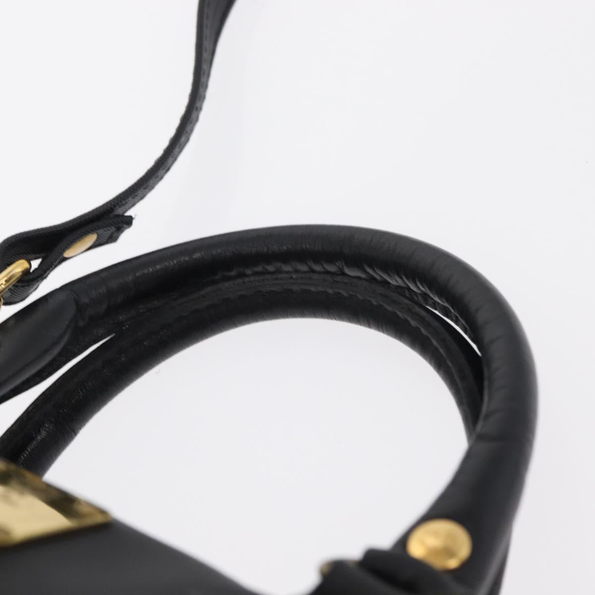 MCM Vicetos Logogram Hand Bag PVC 2way Black Gold Auth 152389