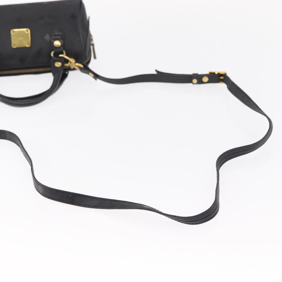 MCM Vicetos Logogram Hand Bag PVC 2way Black Gold Auth 152389