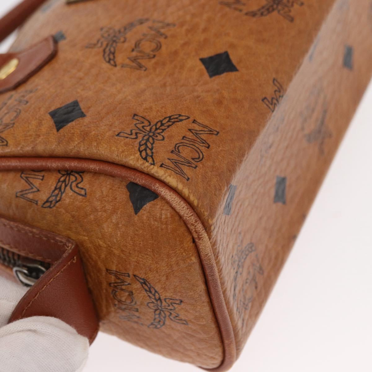 MCM Vicetos Logogram Hand Bag PVC 2way Brown Gold Auth 152390