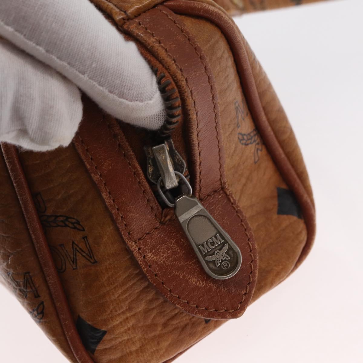 MCM Vicetos Logogram Hand Bag PVC 2way Brown Gold Auth 152390