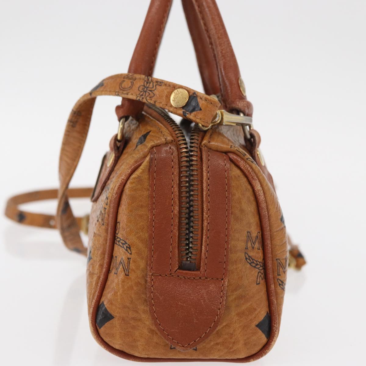 MCM Vicetos Logogram Hand Bag PVC 2way Brown Gold Auth 152390